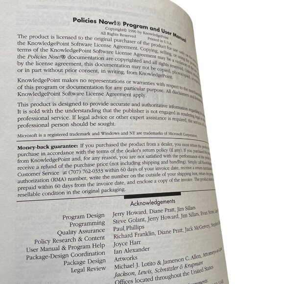 Policies Now Software User Manual by KnowledgePoint for Windows 1996 Paperback u - Picture 3 of 3